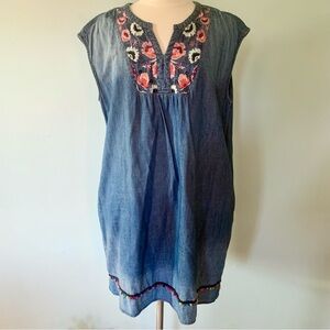 Vintage America Embroidered Sleeveless Mini Dress or Tunic